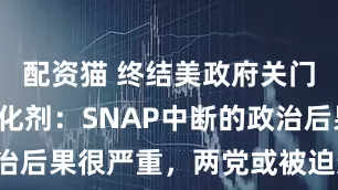 配资猫 终结美政府关门的关键催化剂：SNAP中断的政治后果很严重，两党或被迫达成妥协！